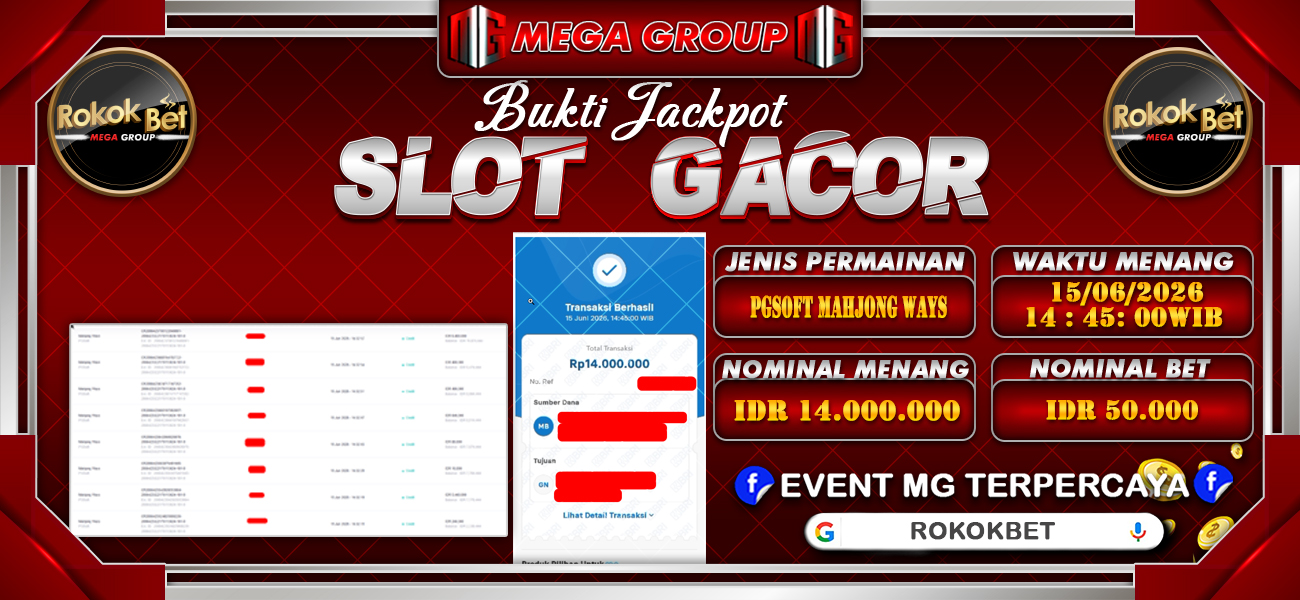 Bukti JP situs Rokokbet hari Senin, 15 Juni 2026